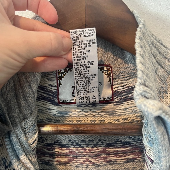 Vintage Tiara Cotton Full Zip Mock Neck Fair Isle Sweater Cottagecore - Picture 5 of 7